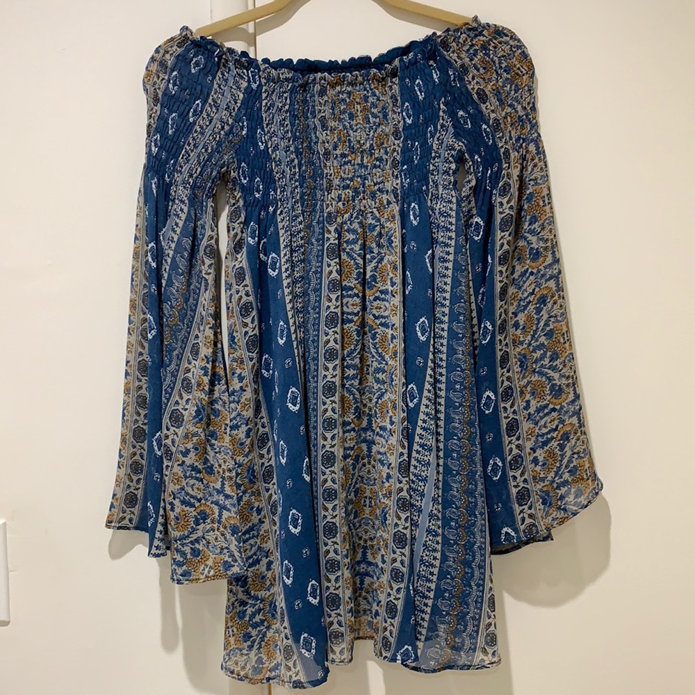 Off The Shoulder Patterned Long Sleeve Dress From… - image 1